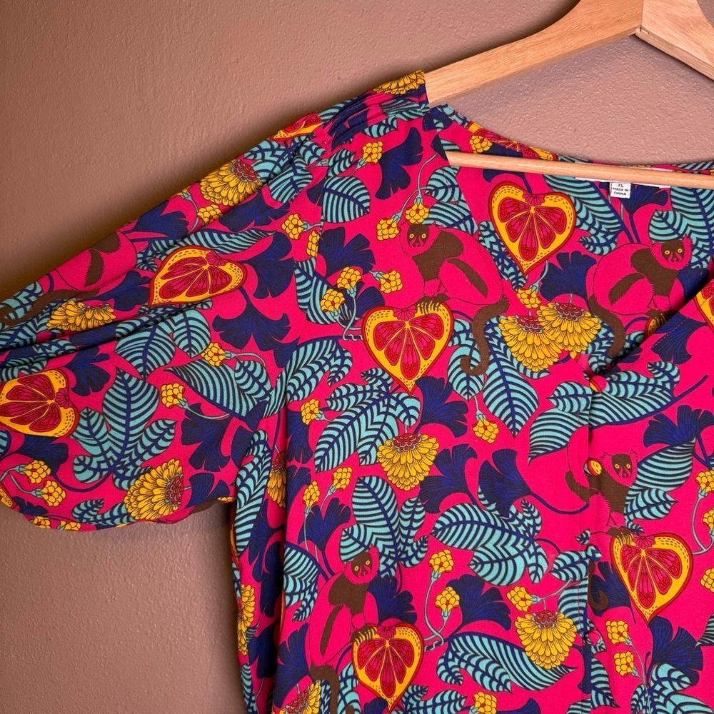 Rose & Olive Multicolor Tropical Pattern Blouse Womens Size XL Boho Travel Vaca - Picture 10 of 16